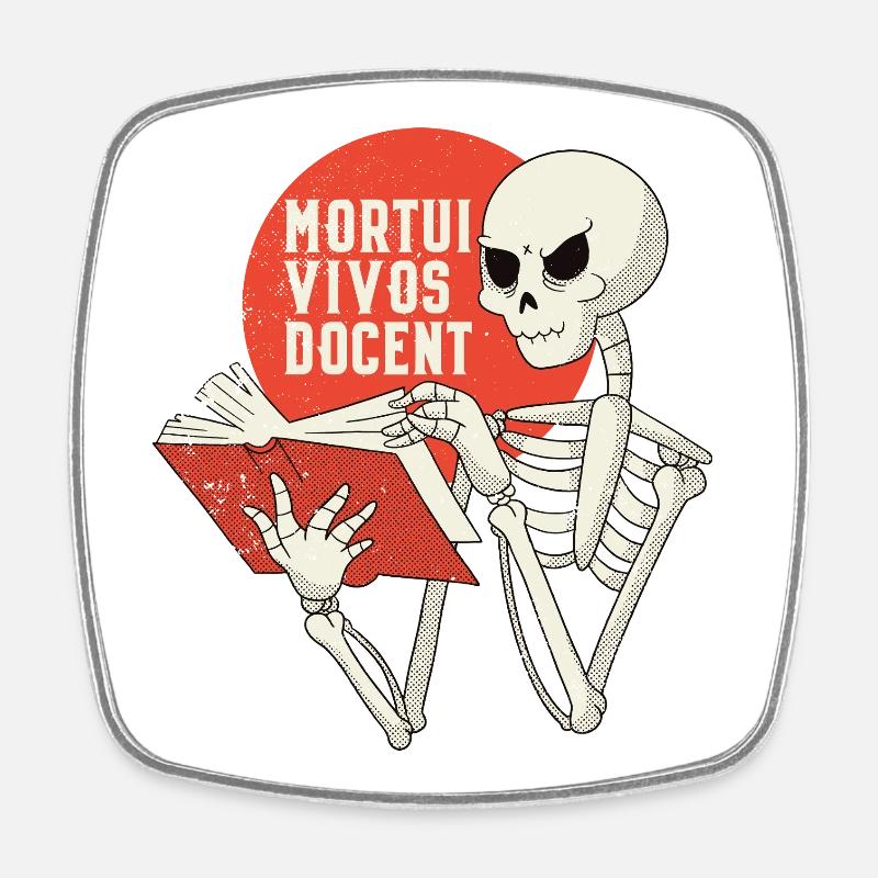 MORTUI VIVOS DOCENT - Viereckiger Kühlschrankmagnet - Weiß