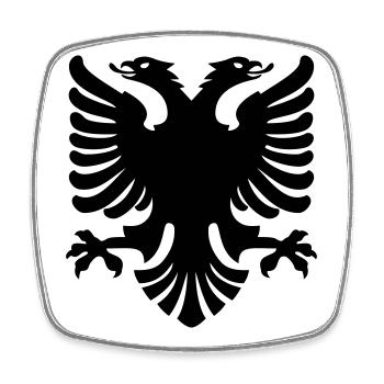 Shqipe Eagle – Albania Double Head National Flag - Square fridge magnet - white - Front