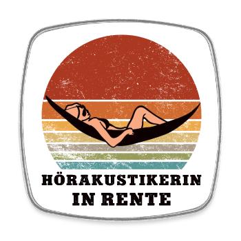 Pension: Hearing aid acoustician, pensioner, retirement, - Square fridge magnet - white - Front