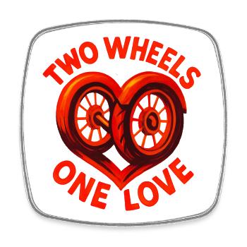 Two Wheels One Love - Motorcycle - Biker - Square fridge magnet - white - Front