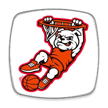 Bulldog Basketball Dunk Mascot - Square fridge magnet - white - Front