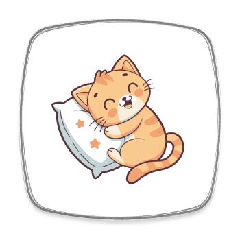 Chaton Doux sur Oreiller Étoilé - Magnet carré - blanc - Devant