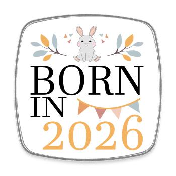 Born in 2026 Baby Hase bald Mama Geschenk - Viereckiger Kühlschrankmagnet - Weiß - Vorne