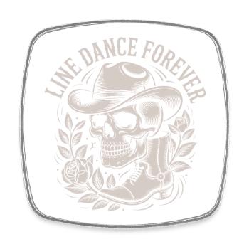 Schädel mit Cowboyhut Line Dance Forever - Viereckiger Kühlschrankmagnet - Weiß - Vorne
