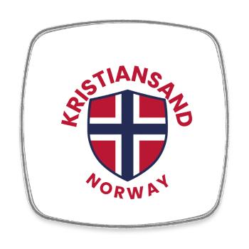 Kristiansand-Norwegen-Schildemblem - Viereckiger Kühlschrankmagnet - Weiß - Vorne
