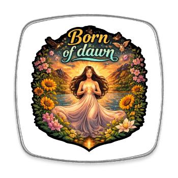 Born of dawn - Square fridge magnet - white - Front
