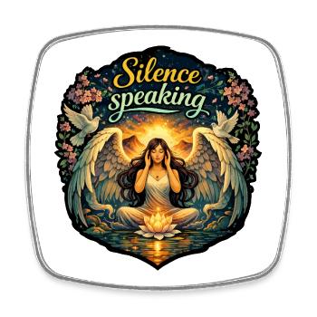 Silence Speak: Angel Meditation - Viereckiger Kühlschrankmagnet - Weiß - Vorne