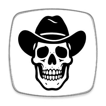 Cowboy Totenkopf - Viereckiger Kühlschrankmagnet - Weiß - Vorne