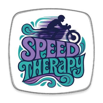 Speed Therapy - Motorcycle - Square fridge magnet - white - Front