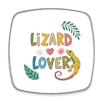 Lizard Lover — Tropische Farben - Viereckiger Kühlschrankmagnet - Weiß - Vorne