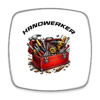 Handerker Werkzeugkiste Cartoon - Viereckiger Kühlschrankmagnet - Weiß - Vorne