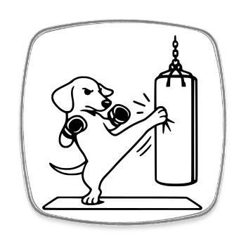 kickboxen boxen hund dackel - Viereckiger Kühlschrankmagnet - Weiß - Vorne