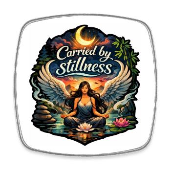 Carried by stillness - Square fridge magnet - white - Front