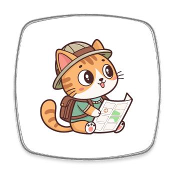 Katzenentdecker und Karte - Viereckiger Kühlschrankmagnet - Weiß - Vorne
