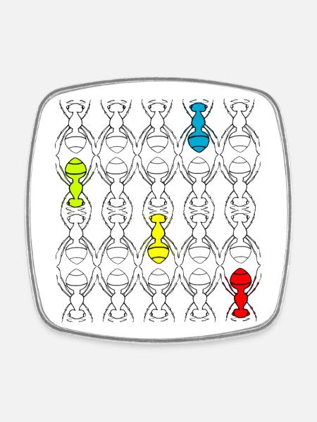 Ants - Square fridge magnet - white