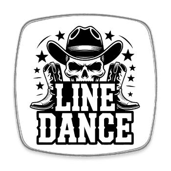 Line Dance – Western Skull Cowboy Tanz - Viereckiger Kühlschrankmagnet - Weiß - Vorne
