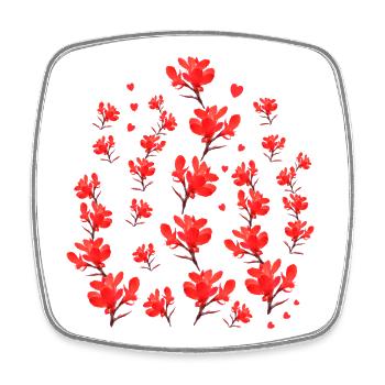 red floral pattern hearts garlands floral pattern - Square fridge magnet - white - Front