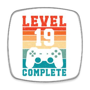 19th Birthday Level 19 Complete 19 Years Gamer - Square fridge magnet - white - Front