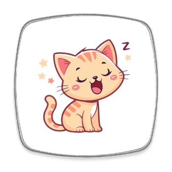 Sleeping Kitten and Pastel Stars - Square fridge magnet - white - Front