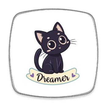 Traumhafte Schwarze Katzen-Kawaii - Viereckiger Kühlschrankmagnet - Weiß - Vorne