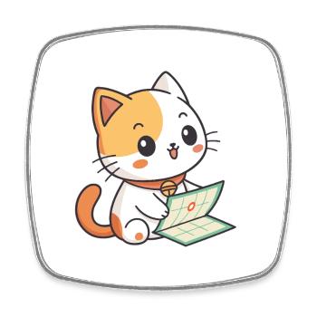 Kawaii Cat with Calendar - Square fridge magnet - white - Front