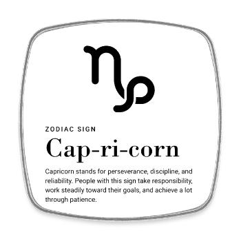 Capricorne - Signe du zodiaque - Magnet carré - blanc - Devant