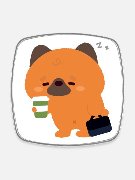 Schläfriger Deutscher Schäferhund-Kaffee - Viereckiger Kühlschrankmagnet - Weiß