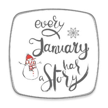 January - Square fridge magnet - white - Front