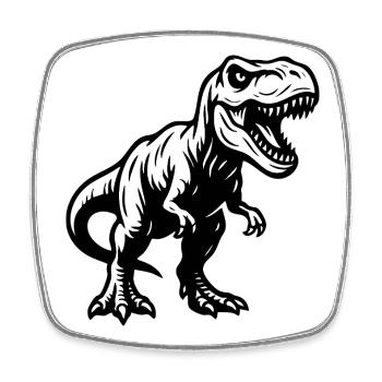 Tyrannosaure - Dinosaure  - Magnet carré - blanc - Devant