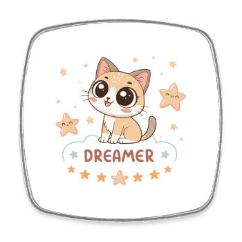 Chaton Rêveur Pastel Etoiles - Magnet carré - blanc - Devant