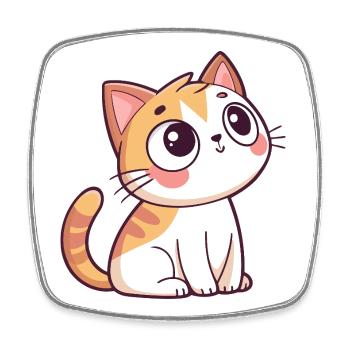 Curious Kitten - Square fridge magnet - white - Front