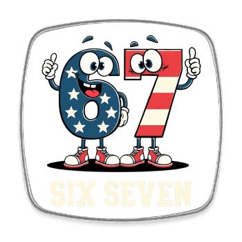 US Flag 67 Memes Six Seven - Viereckiger Kühlschrankmagnet - Weiß - Vorne