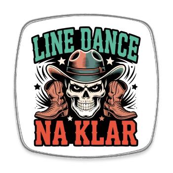 Line Dance Skull Cowboy - Square fridge magnet - white - Front