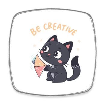 Kawaii-Katze und kreativer Drachen - Viereckiger Kühlschrankmagnet - Weiß - Vorne