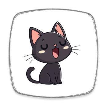 Black Kitten Yawn Sweet - Square fridge magnet - white - Front
