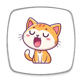 Cute Kitten Smiling - Square fridge magnet - white - Front