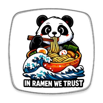 Panda Ramen: In Ramen We Trust - Viereckiger Kühlschrankmagnet - Weiß - Vorne