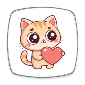 Chaton Coeur Doux - Magnet carré - blanc - Devant
