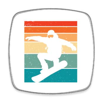 Snowboard retro Snowboarden - Viereckiger Kühlschrankmagnet - Weiß - Vorne