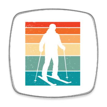Skiing Skiers ski - Square fridge magnet - white - Front