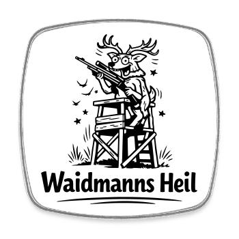 Verrückter Hirsch Waidmannsheil - Viereckiger Kühlschrankmagnet - Weiß - Vorne