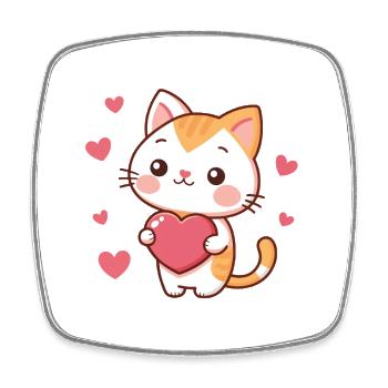 Kawaii Katzenherzen Charmant - Viereckiger Kühlschrankmagnet - Weiß - Vorne
