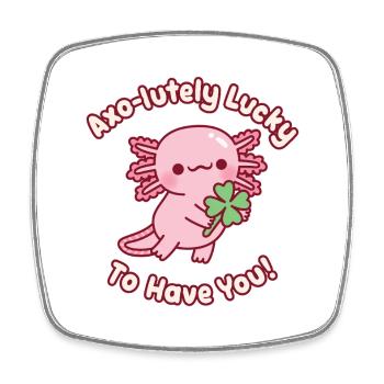 Mignon Axolotl Trèfle Axo-Lutely Lucky To Have To - Magnet carré - blanc - Devant