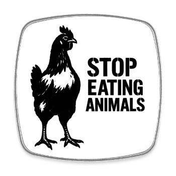 Veganer Raben-Silhouette - Viereckiger Kühlschrankmagnet - Weiß - Vorne