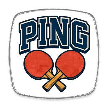 Ping Pong - Tennis de Table - Magnet carré - blanc - Devant