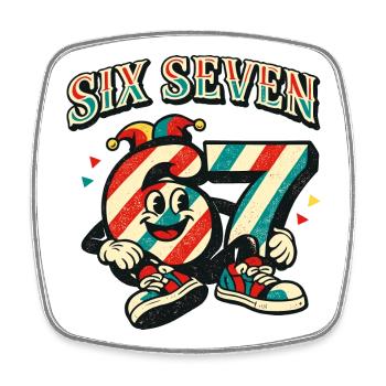 67 Six Seven Carnival Cute Italy Meme - Square fridge magnet - white - Front