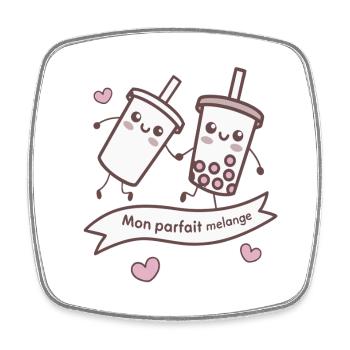 Parfait Mélange Bubble Tea Kawaii - Magnet carré - blanc - Devant