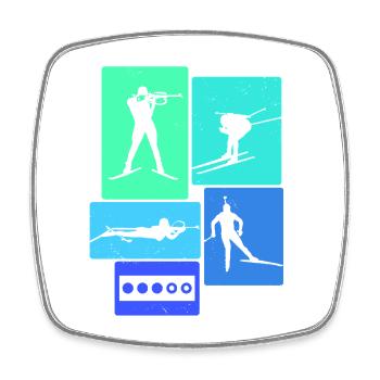 Biathlon Retro Biathlete - Square fridge magnet - white - Front