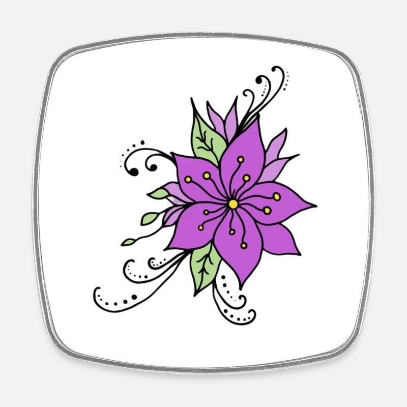 Hibiscus Flower - Square fridge magnet - white