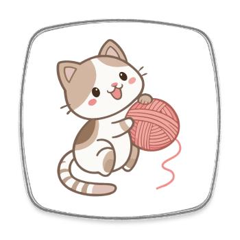 Kitten and Ball of Wool - Square fridge magnet - white - Front